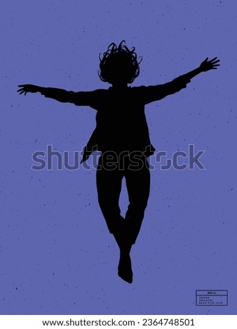 Silhouette of person under water. Falling man isolated vector outline