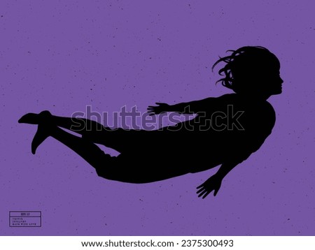 Silhouette of person under water. Swim man isolated vector outline