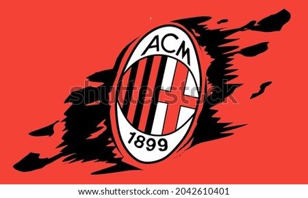 ac milan professional football logo of italian origin, isolated vector