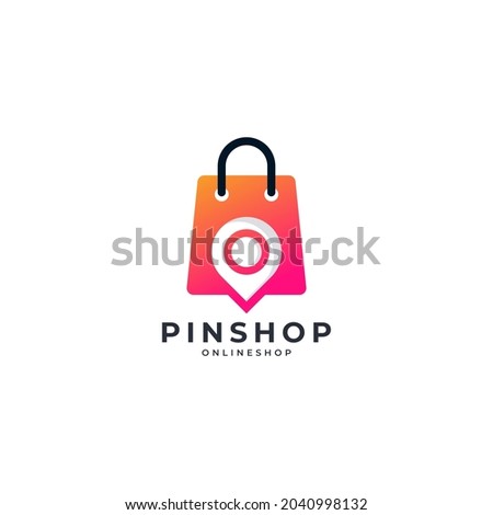 Map Pin Location with Shopping Bag Logo Design Template Element