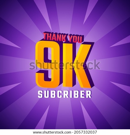 Thank You 9 K Subscribers Celebration Background Design. 9000 Subscribers Congratulation Post Social Media Template.