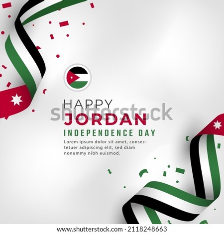 Happy Jordan Independence Day May 25th Celebration Vector Design Illustration. Template for Poster, Banner, Advertising, Greeting Card or Print Design Element