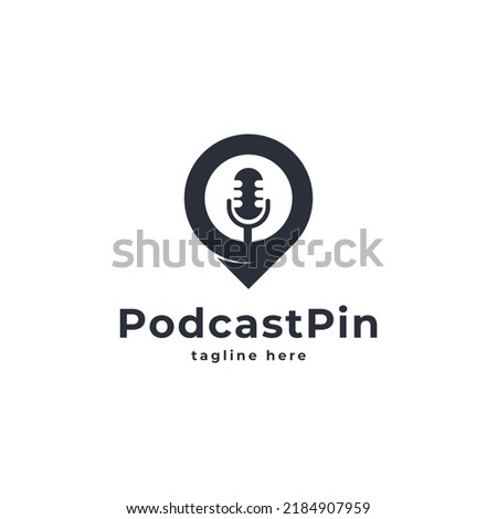 Podcast Logo, Pin Podcast Icon Logo Design Template Element