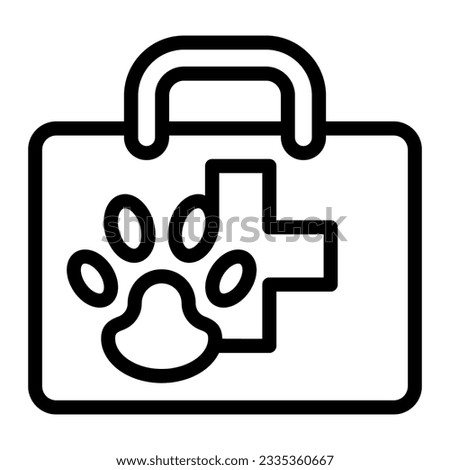 First aid kit for pet line icon, animal hospital concept, animal clinic box sign on white background, Nursing Bag icon in outline style for mobile concept and web design. Vector graphics