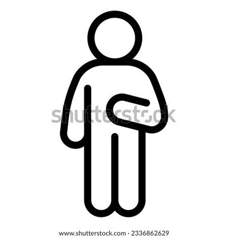 Guy Idler line icon. Man in front pose with raised hand on the left outline style pictogram on white background. Relax man poses for mobile concept and web design. Vector graphics