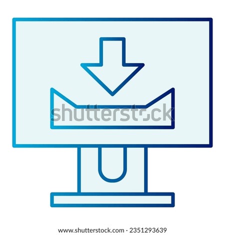 Desktop monitor with download sign flat icon. Computer screen with download blue icons in trendy flat style. Display gradient style design, designed for web and app. Eps 10