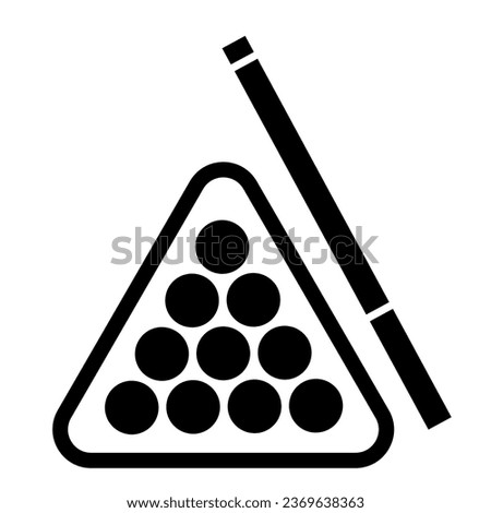 Billiards solid icon. Pool cue and balls vector illustration isolated on white. Play glyph style design, designed for web and app. Eps 10