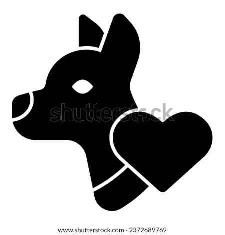 Dog silhouette and heart solid icon, animal hospital concept, we love dogs sign on white background, Dog with heart icon in glyph style for mobile concept and web design. Vector graphics