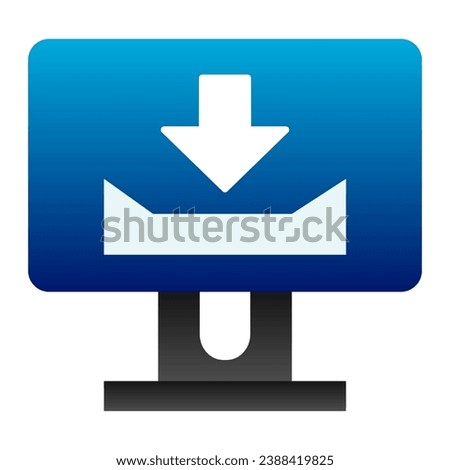 Desktop monitor with download sign flat icon. Computer screen with download color icons in trendy flat style. Display gradient style design, designed for web and app. Eps 10