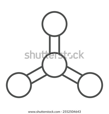 Atom structure thin line icon, physics concept. Vector graphics. Proton sign on white background, outline style icon for mobile or web design