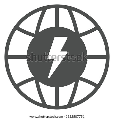 World globe with electricity bubble solid icon, energy crysis concept. Vector graphics. Planet electrical problem sign on white background, glyph style icon for mobile or web design