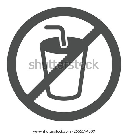 Drinks forbidden solid icon, drinking beverages prohibited concept. Vector graphics. Coffee cup sign on white background, glyph style icon for mobile or web design