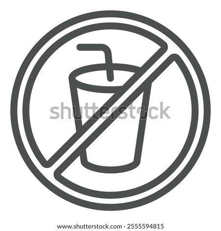 Drinks forbidden line icon, drinking beverages prohibited concept. Vector graphics. Coffee cup sign on white background, outline style icon for mobile or web design