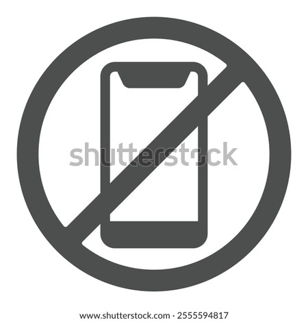 No phone forbidden solid icon, exhibition concept. Vector graphics. Smartphone prohibited sign on white background, glyph style icon for mobile or web design