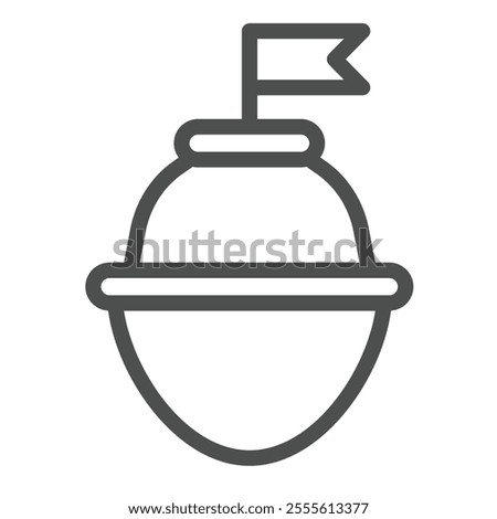 Sea buoy with flag line icon, marine port concept. Vector graphics. Lifebuoy bobber, water boundary buoy sign on white background, outline style icon for mobile or web design