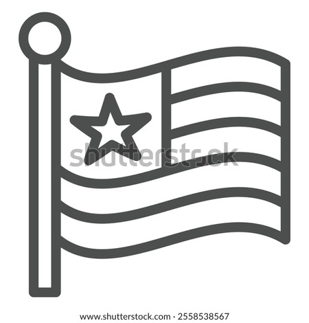 Ancient american flag line icon, british country flag concept. Vector graphics. Flag cloth with stripes and star sign on white background, outline style icon for mobile or web design