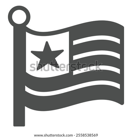 Ancient american flag solid icon, british country flag concept. Vector graphics. Flag cloth with stripes and star sign on white background, glyph style icon for mobile or web design