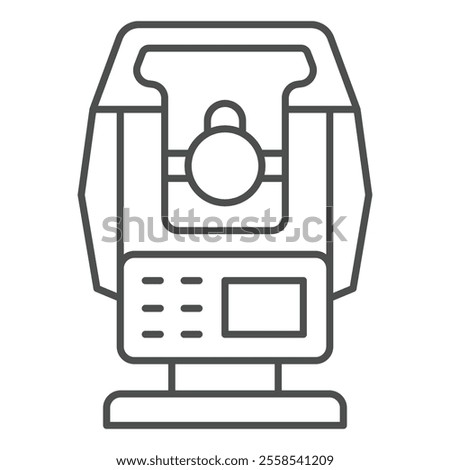 Optical theodolite thin line icon, optical equipment concept. Vector graphics. Angle measurement tool sign on white background, outline style icon for mobile or web design