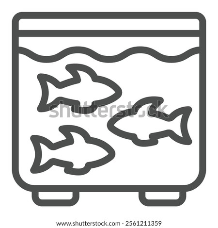 Fish in aquarium line icon, fish farming concept. Vector graphics. Breeding fish sign on white background, outline style icon for mobile or web design