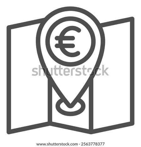 Euro currency location point line icon, banking concept. Vector graphics. Map with euro location pin sign on white background, outline style icon for mobile or web design