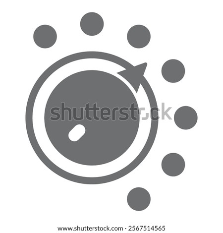 Timer wheel button solid icon, laundry service concept. Vector graphics. Washing mode selection, washer button sign on white background, glyph style icon for mobile or web design