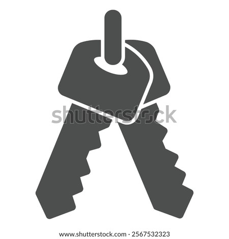 Car keys solid icon, car service concept. Vector graphics. Automobile lock pass key sign on white background, glyph style icon for mobile or web design