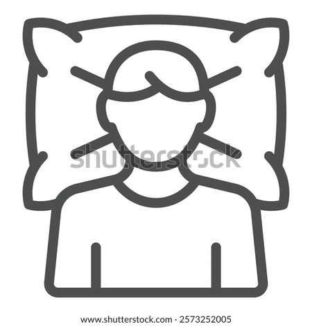 Man lying on pillow line icon, psychology and mental health concept. Vector graphics. Human dream diagnostic therapy sign on white background, outline style icon for mobile or web design