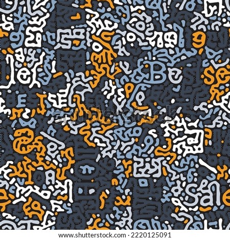 Vector seamless pattern, abstraction and goosebumps, illusion and spreading, particles and worms.