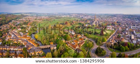 Aerial view of Salisbury cathedral in the spring morning Сток-фото © 