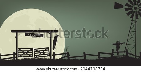 Silhouetted Halloween background flat illustration vector . Foto stock © 