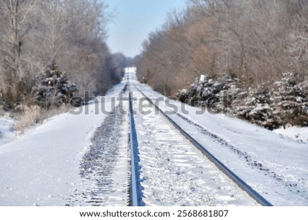 Similar – Image, Stock Photo Snowy train tracks railway