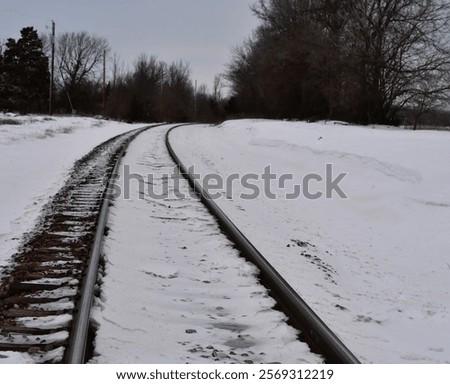 Similar – Image, Stock Photo Snowy train tracks railway