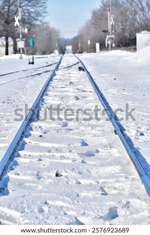 Similar – Image, Stock Photo Snowy train tracks railway