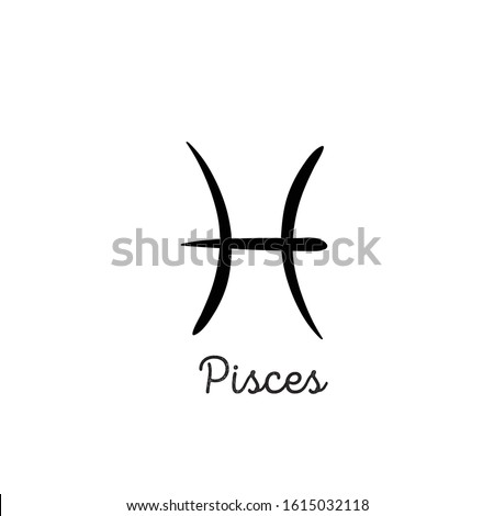 Hand drawn pisces zodiac illustration. Simple line pisces zodiac icon. Zodiac vector symbol. Hand drawing pisces zodiac sign