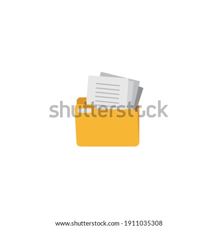 Computer Folder vector. Yellow Document Folder vector illustration. File folder icon, sign, linear style pictogram isolated on white background. Archive file folder icon Flat illustration