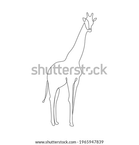 Minimalistic One Line Giraffe Icon. Line drawing animal tattoo. Giraffe one line hand drawing continuous art print, Free single line drawing of giraffe Vector Illustration
