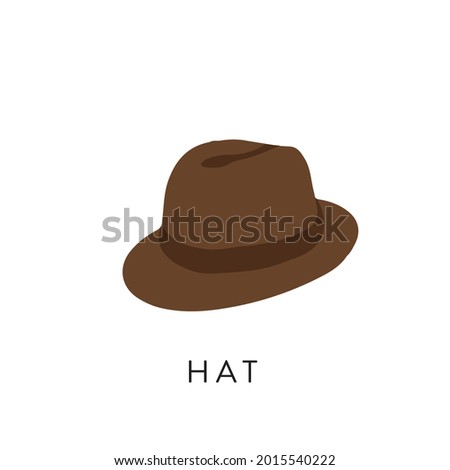 Flat Style Fedora Hat Vector illustartion. Cartoon style man's hat flat vector icon isolated on background. Bucket, Western, Derby hat icon, Campaign, Floppy Summer Hat icon symbol