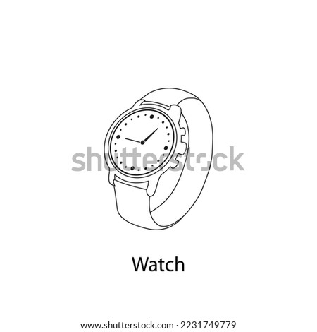 Classic Watch line icon, timer isolated on background Outline Clock Time wristwatch Icon vector illustration Silhouette Business watch  Wrist watch outline icon minimalistic hand drawn watch symbol  