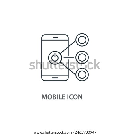Power button on mobile phone line icon isolated on background power off on refresh buton outline icon silhouette minimalistic three choices on mobile phone icon symbol on white background