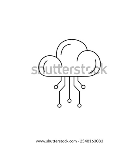 Minimalistic cloud technology icon vector. web data rain logo outline cloud icon data rain concept. simple cloud coding shapce flat icon cloud data black symbol isolated on white background