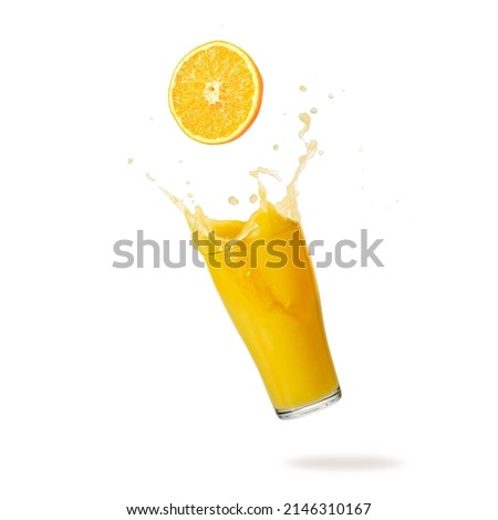 Similar – Image, Stock Photo Glass with orange juice on wooden table