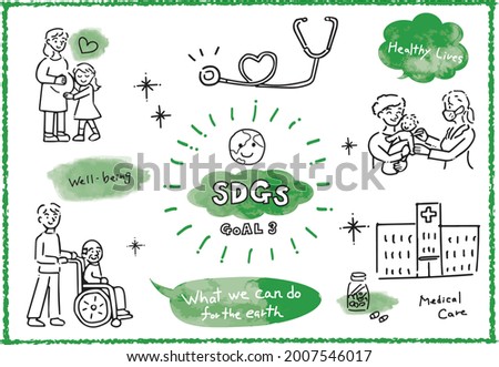 Good health and well-being image illustration set 3