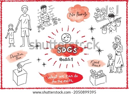 Sustainable Development Goals  GOAL1 NO POVERTY image hand drawn illustration set