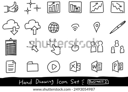 hand drawn business icons set