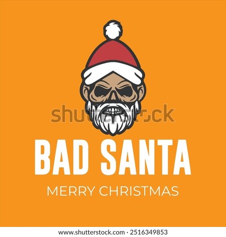 The beautiful vectoral Illustration of The Christmas logo of Bad Santa With Beautiful Design on a yellow background