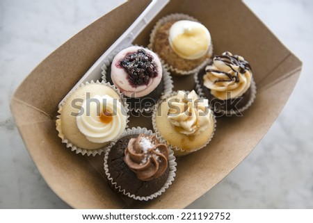 Sampling of mini cupcakes