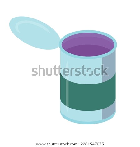 Simple tin can in cartoon flat style. Vector illustration isolated on white background.