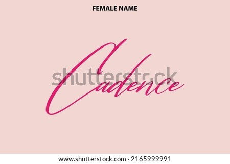 Cadence  Girl Name Vector Typographic Text on Pink Background