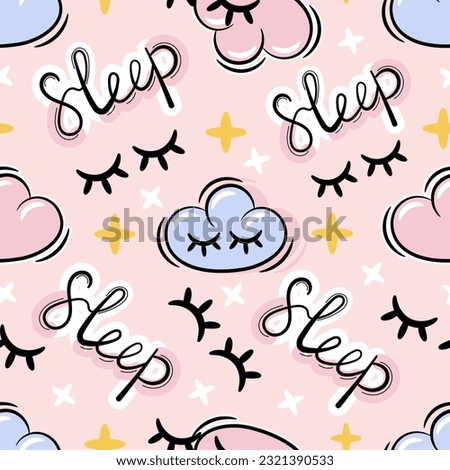 cute pattern with hand lettering sleep, design for fashion graphics, textile prints, fabrics etc