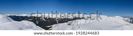 Winter panoramic image from retezat mountains,romania Imagine de stoc © 